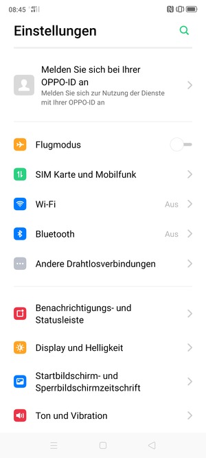 Wählen Sie SIM Karte und Mobilfunk