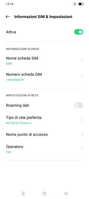 Seleziona Nome punto di accesso