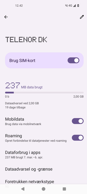 Slå Roaming til eller fra