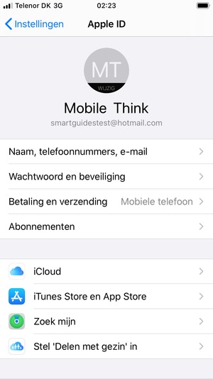 Selecteer iCloud