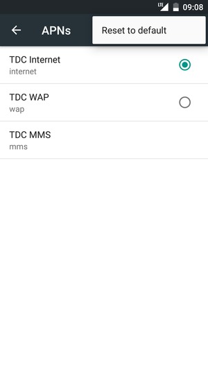 Select Reset to default