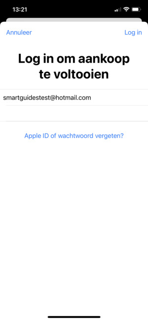 Voer uw Apple ID gebruikersnaam en wachtwoord in en selecteer Log in
