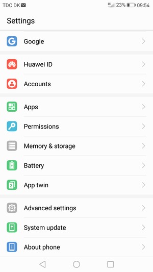 Scroll to and select Advanced settings