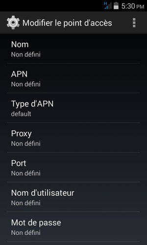 Saisissez les informations Internet