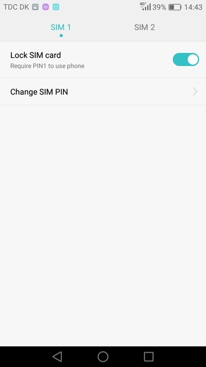 Select SIM 1 or SIM 2 and select Change SIM PIN