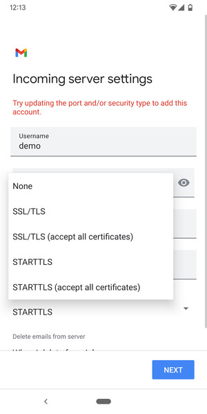 Select None and NEXT
