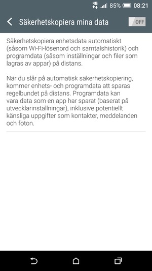 Aktivera Säkerhetskopiera mina data