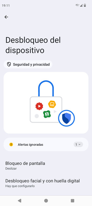 Seleccione Bloqueo de pantalla