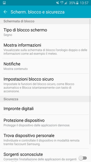 Il tuo telefono è ora protetto dal blocco schermo