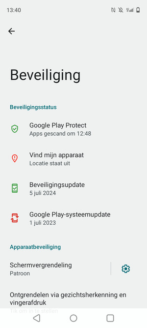 Uw telefoon is nu beveiligd met een schermvergrendeling