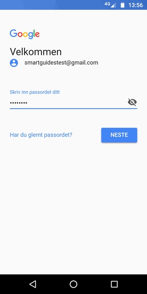 Skriv inn passord og velg NESTE