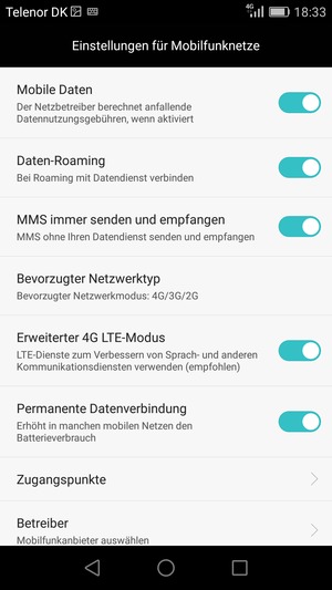 Schalten Sie Daten-Roaming an oder aus