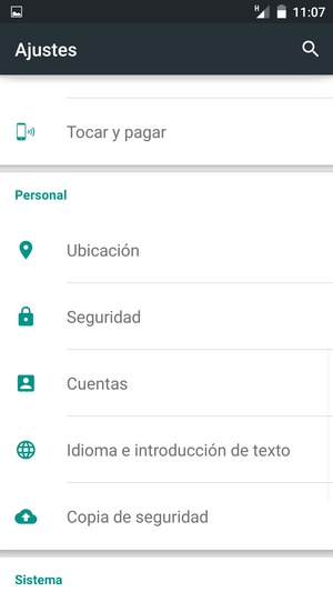 Vuelva al menú Ajustes y seleccione Cuentas
