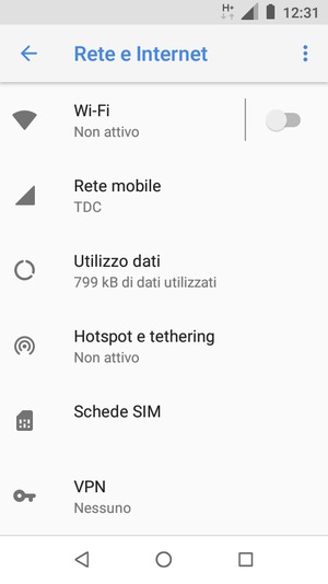 Seleziona Rete mobile