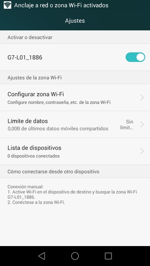 El teléfono ha sido configurado para su uso como módem