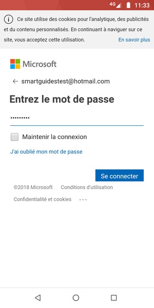 Saisissez votre mot de passe et sélectionnez Se connecter