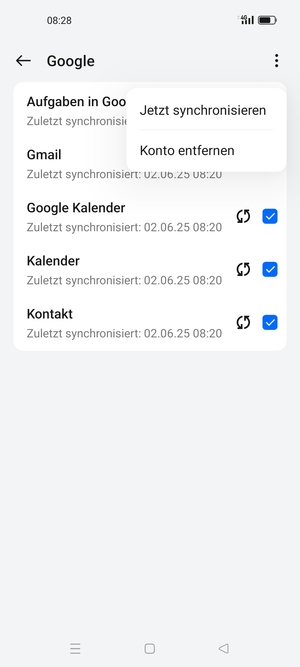 Wählen Sie Jetzt synchronisieren