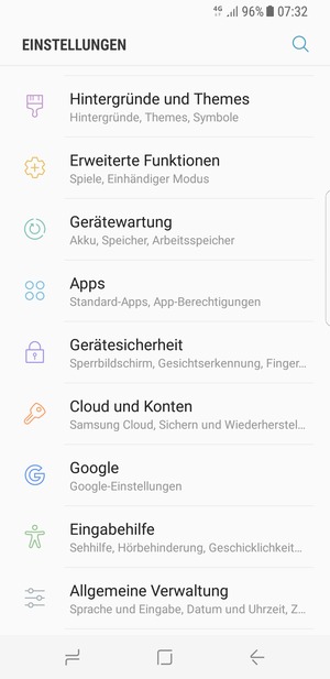 Scrollen Sie und wählen Sie Gerätesicherheit
