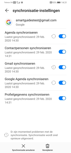 Uw gegevens worden gesynchroniseerd