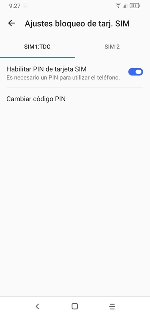 Seleccione Public y Cambiar código PIN