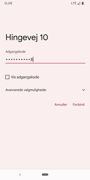 Indtast Wi-Fi adgangskoden og vælg Forbind
