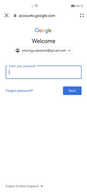 Enter your Gmail password and select Next