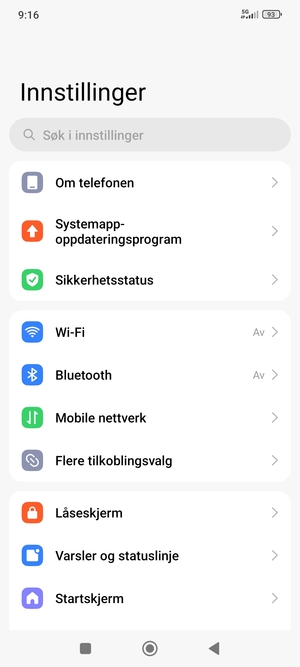 Velg Mobile nettverk