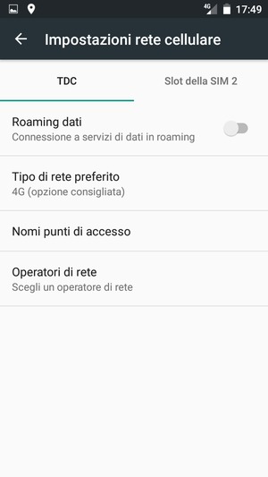 Per modificare la rete, in presenza di problemi, seleziona Operatori di rete