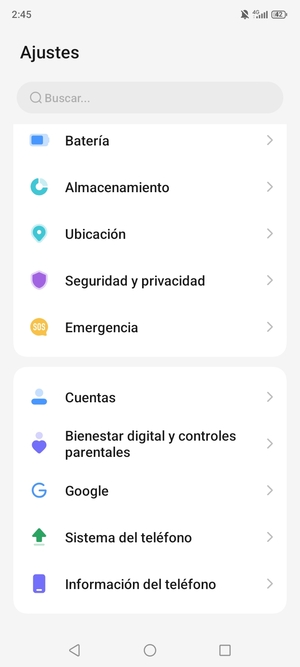 Desplácese y seleccione Cuentas