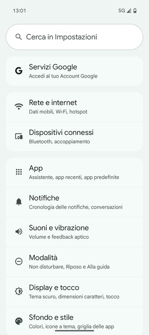 Seleziona Rete e internet