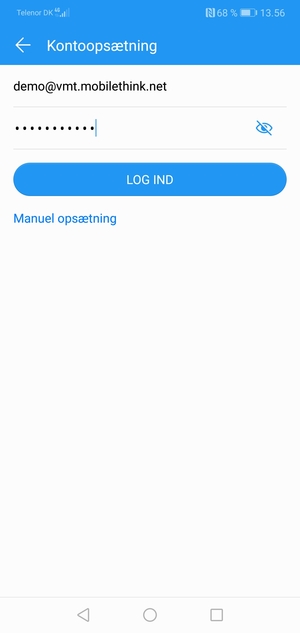 Indtast din e-mailadresse og adgangskode. Vælg LOG IND
