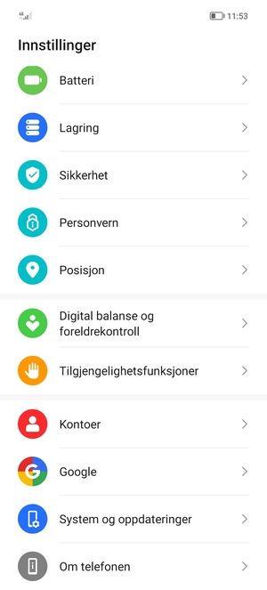 Bla til og velg Kontoer