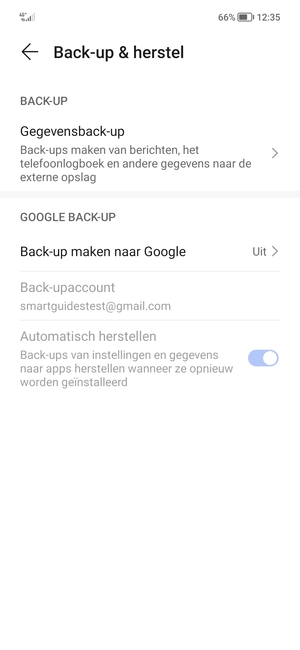 Selecteer Back-up maken naar Google