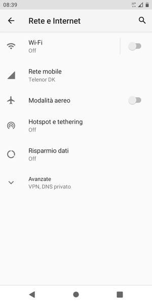 Seleziona Rete mobile
