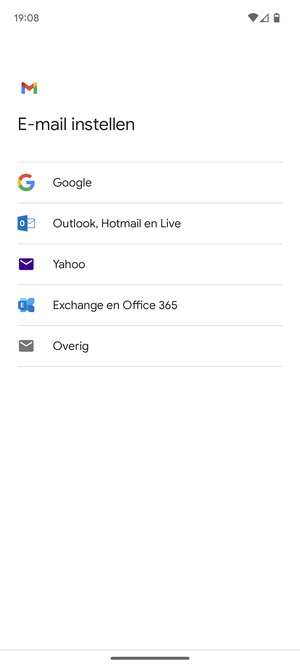 Selecteer Exchange en Office 365