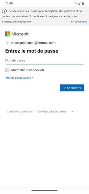 Saisissez votre mot de passe et sélectionnez Se connecter