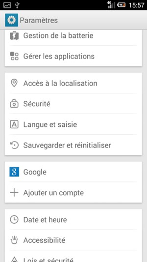 Faites défiler et sélectionnez Google