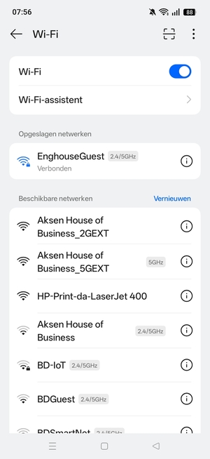 U bent nu verbonden met het WiFi-netwerk