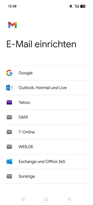Wählen Sie Google