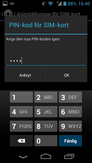 Bekräfta ditt Nya PIN-kod för SIM-kort och välj OK