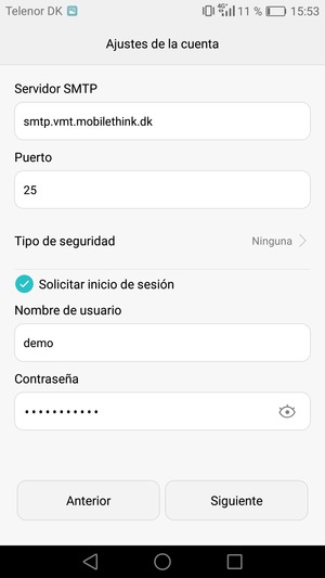 Introduzca la dirección de servidor saliente