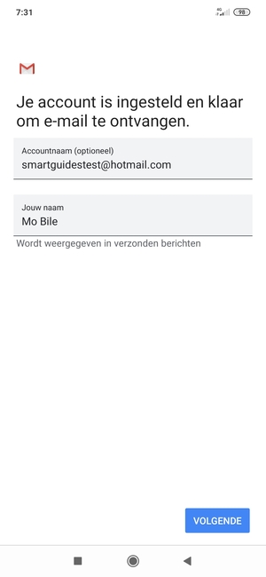 Geef uw account een naam en voer uw naam in. Selecteer VOLGENDE