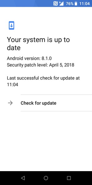 If your phone is up to date, you will see the following screen