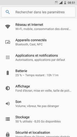 Sélectionnez Réseau et Internet