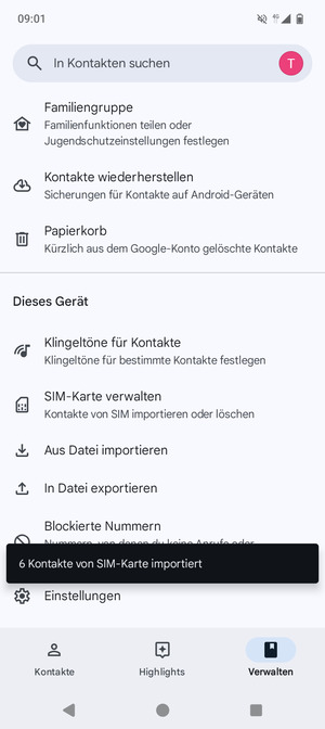 Ihre Kontakte werden in Ihrem Google Konto gespeichert und auf Ihrem Handy gespeichert, wenn Google das nächste Mal synchronisiert wird.