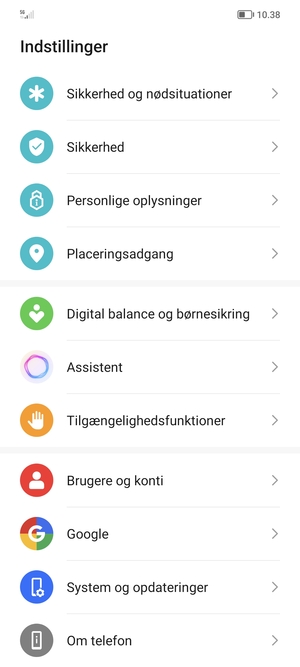 Scroll til og vælg System og opdateringer