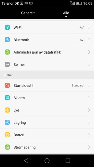Bla til og velg Strømsparing