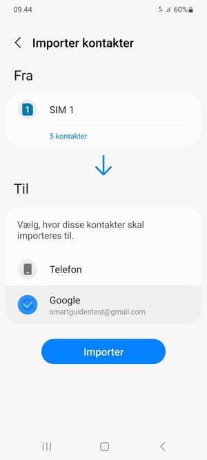 Vælg Importer