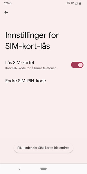 Din PIN-kode for SIM-kort er endret