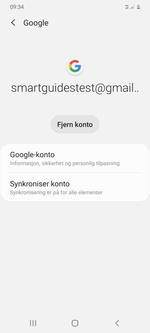 Velg Synkroniser konto